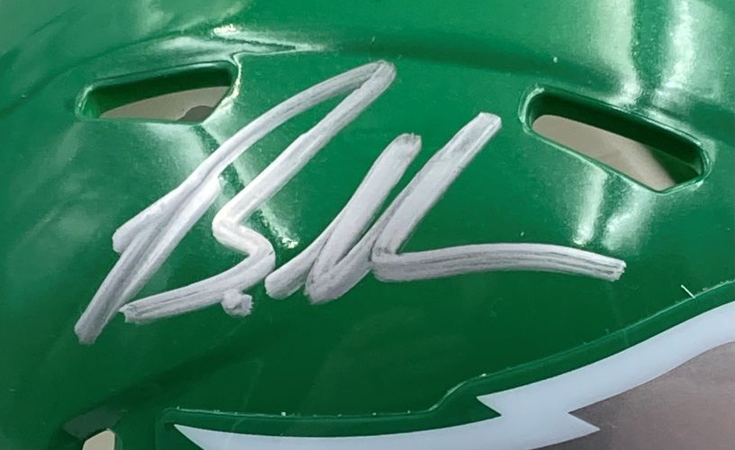 Brandon Graham Signed Eagles Kelly Green Mini Helmet JSA w/ Super Bowl 59 LIX Case