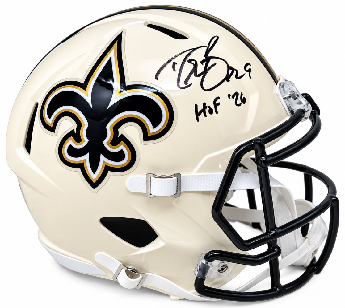 Drew Brees Signed Saints Full Size RETRO Replica Speed Helmet HOF 26 BAS
