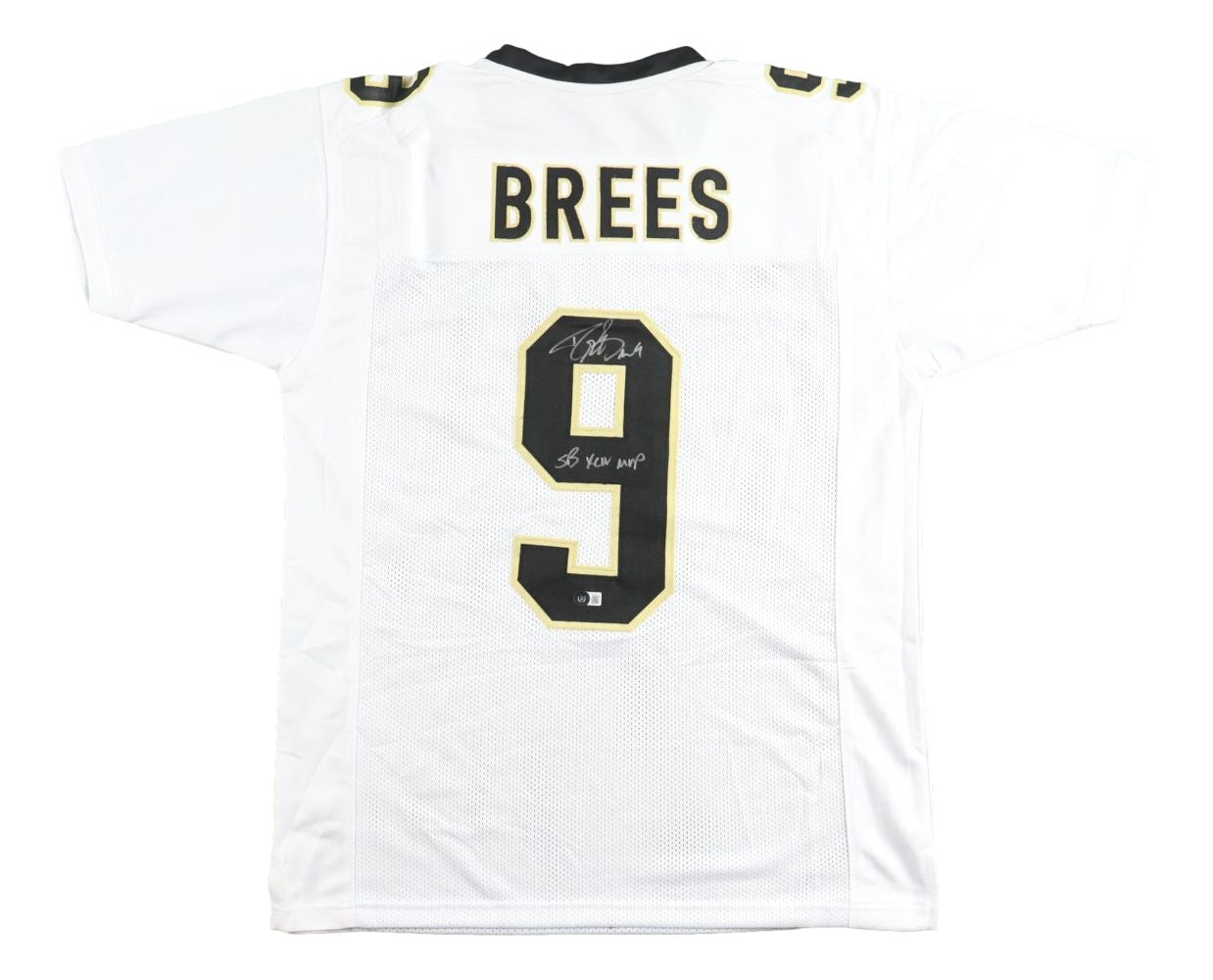 Drew Brees New Orleans Signed White Football Jersey SB XLIV MVP BAS