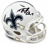 Drew Brees Signed Saints White Salute To Service Mini Speed Helmet GTSM