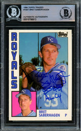 Bret Saberhagen Signed 1984 Topps Traded #104T Royals RC Card 85 & 89 AL CY BAS
