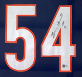 Brian Urlacher Chicago Signed Framed Navy Football Jersey HOF 18 Inscribed BAS