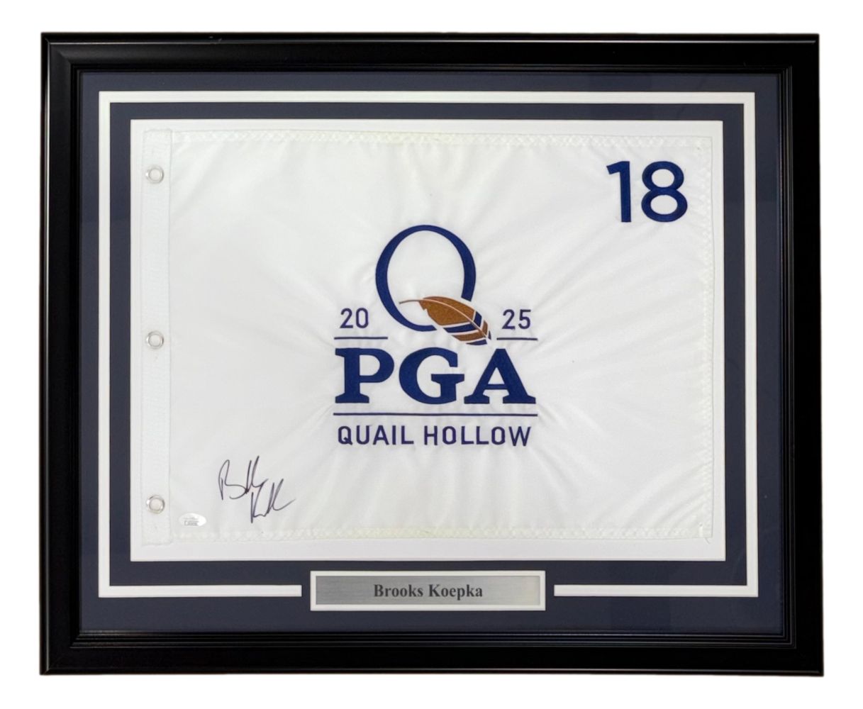 Brooks Koepka Signed Framed 2025 PGA Championship Golf Flag JSA