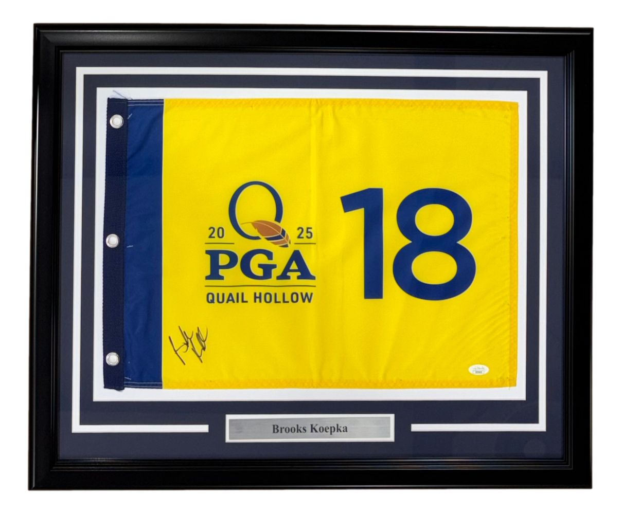 Brooks Koepka Signed Framed 2025 PGA Championship Golf Flag JSA