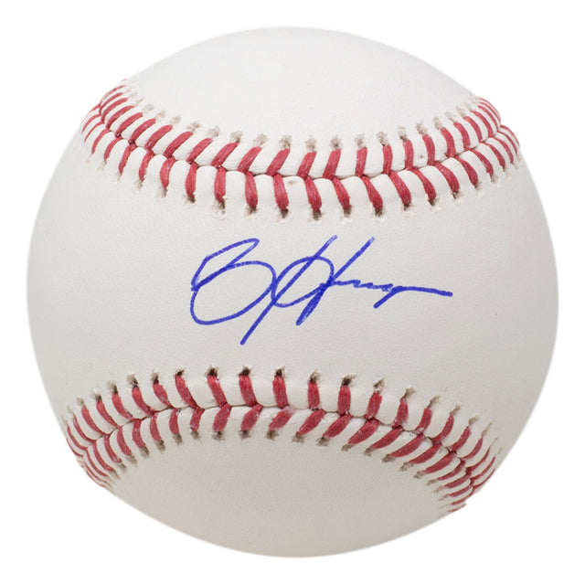 A white official MLB baseball by Sports Integrity, featuring Bryce Harper’s autograph in blue ink for the Philadelphia Phillies, authenticated by Fanatics.