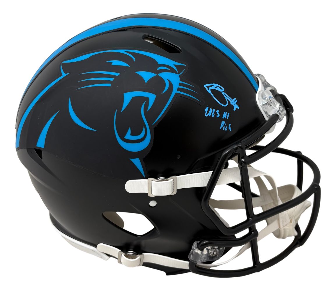 Bryce Young Signed Panthers Full Sz Black Authentic Helmet 2023 #1 Pick Fanatics