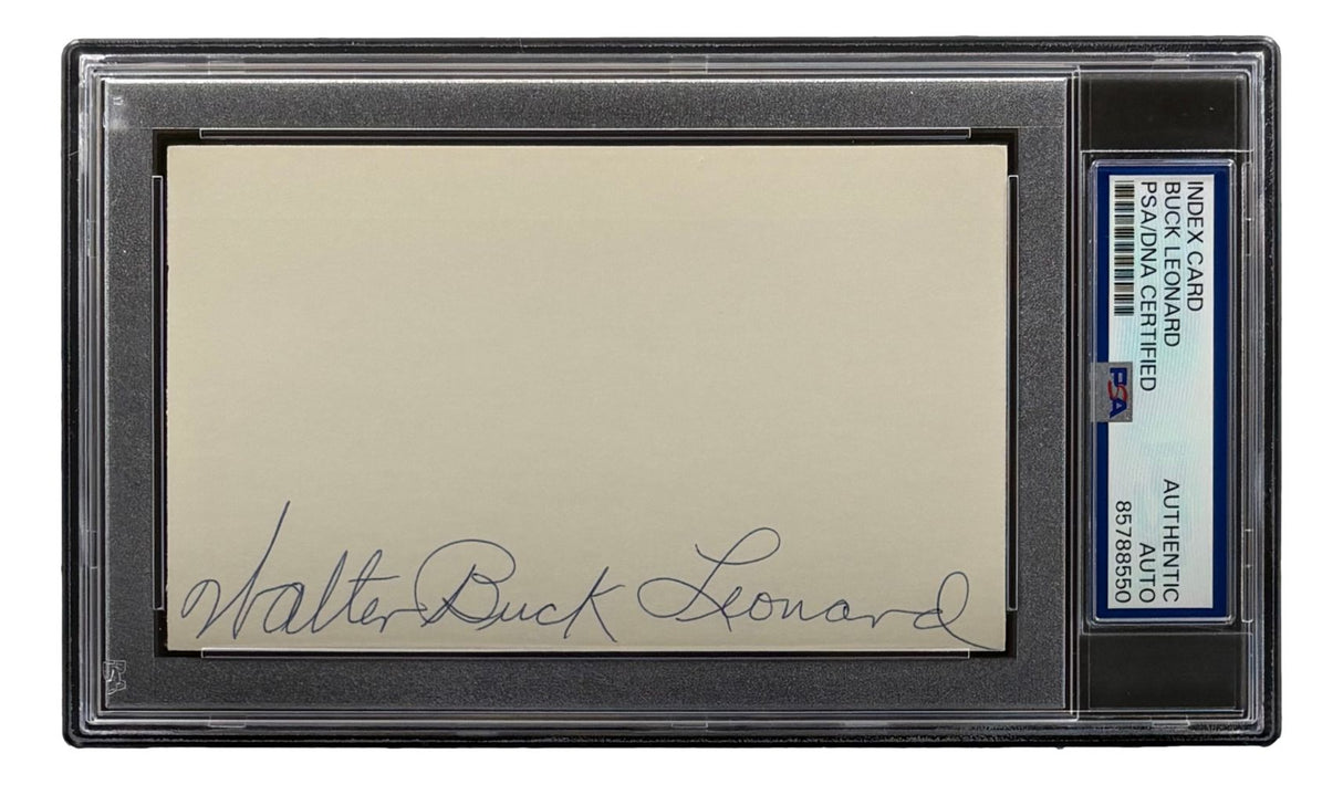 Buck Leonard Homestead Grays Full Name Signed Index Card PSA/DNA