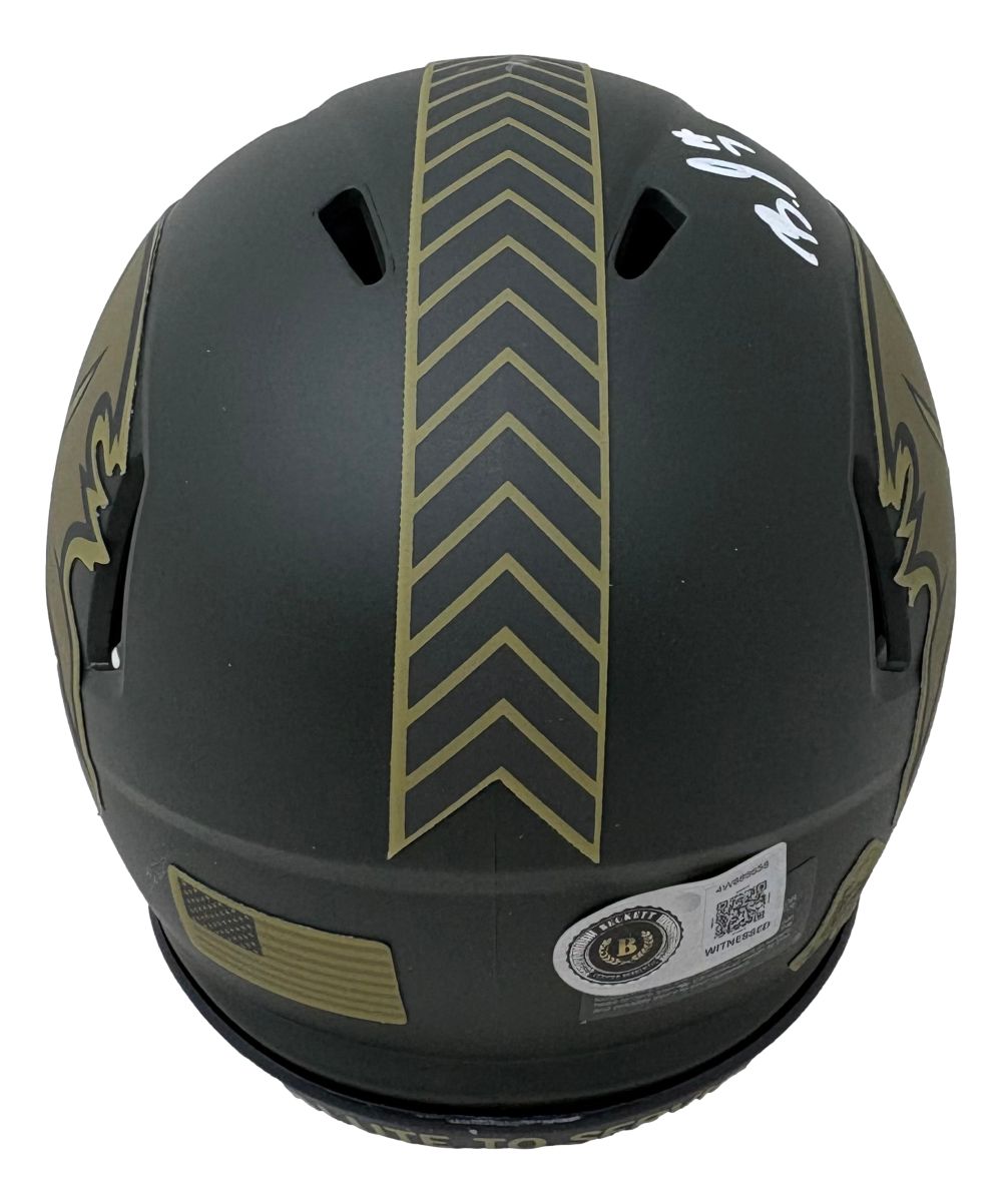 Bucky Irving Signed Tampa Bay Buccaneers Salute To Service Mini Speed Helmet BAS