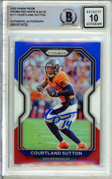 2020 Panini Prizm Red, White, Blue #111 Courtland Sutton Denver Broncos BGS Autograph 10