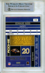 2002 Absolute Memorabilia #195 Ed Reed RC Baltimore Ravens 483/1500 BGS Autograph 10