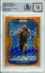 2020 Panini Prizm Orange Lazer #313 AJ Epenesa RC Buffalo Bills BGS Autograph 10