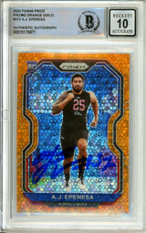 2020 Panini Prizm Orange Disco #313 AJ Epenesa RC Buffalo Bills BGS Autograph 10