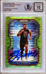 2020 Panini Prizm Neon Green Pulsar #313 AJ Epenesa RC Buffalo Bills BGS Autograph 10