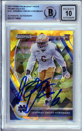 2020 Panini Prizm Draft Gold Ice #147 Jeremiah Owusu-Koramoah RC Notre Dame