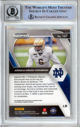 2020 Panini Prizm Draft #147 Jeremiah Owusu-Koramoah RC Notre Dame BGS Auto 10