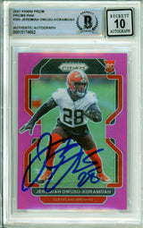 2020 Panini Prizm Pink #389 Jeremiah Owusu-Koramoah RC Cleavland Browns BGS Auto
