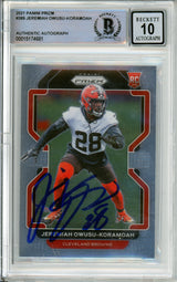 2020 Panini Prizm #389 Jeremiah Owusu-Koramoah RC Cleavland Browns BGS Auto 10