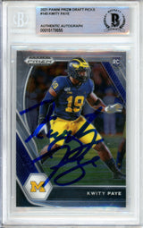 2021 Panini Prizm Draft Picks #145 Kwity Paye RC Michigan BGS Autograph 10