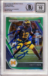 2021 Panini Prizm Draft Picks Green #145 Kwity Paye RC Michigan BGS Autograph 10