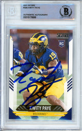2021 Panini Score #346 Kwity Paye RC Michigan BGS Autograph 10