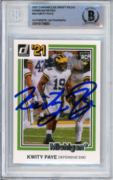 2021 Chronicles Draft Picks Retro #30 Kwity Paye RC BGS Autograph 10