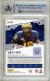 2021 Panini Prestige #248 Kwity Paye RC Indianapolis Colts BGS Autograph 10