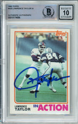 1982 Topps In Action #435 Lawrence Taylor RC New York Giants BGS Autograph 10