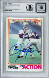 1982 Topps In Action #435 Lawrence Taylor RC New York Giants BGS Autograph 10
