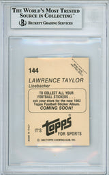 1982 Topps Stickers #144 Lawrence Taylor RC New York Giants BGS Autograph 10