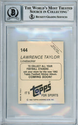 1982 Topps Stickers #144 Lawrence Taylor RC New York Giants BGS Autograph 10