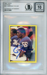 1982 Topps Stickers #92 Lawrence Tylor RC New York Giants BGS Autograph 10