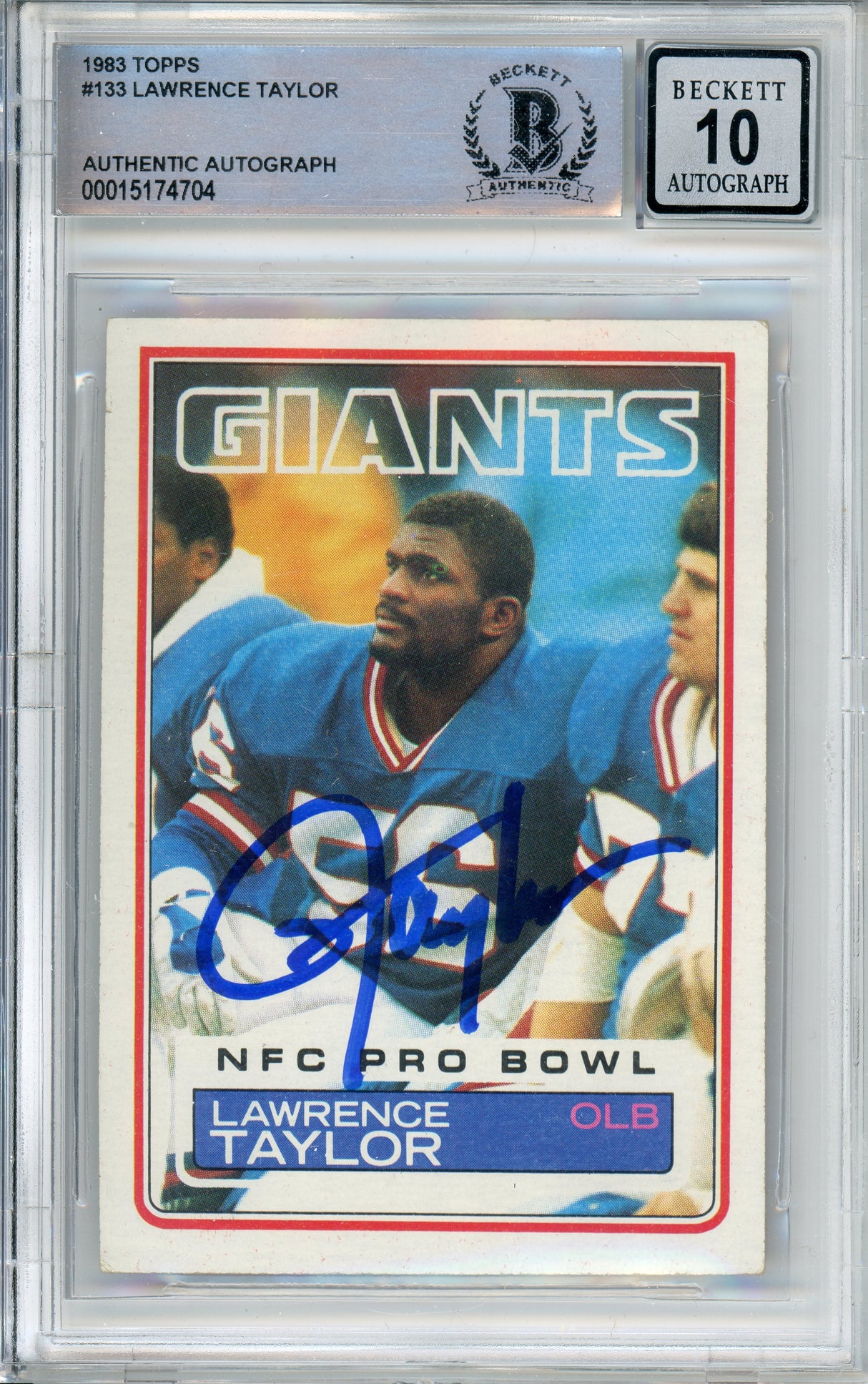 1983 Topps #133 Lawrence Taylor New York Giants BGS Autograph 10