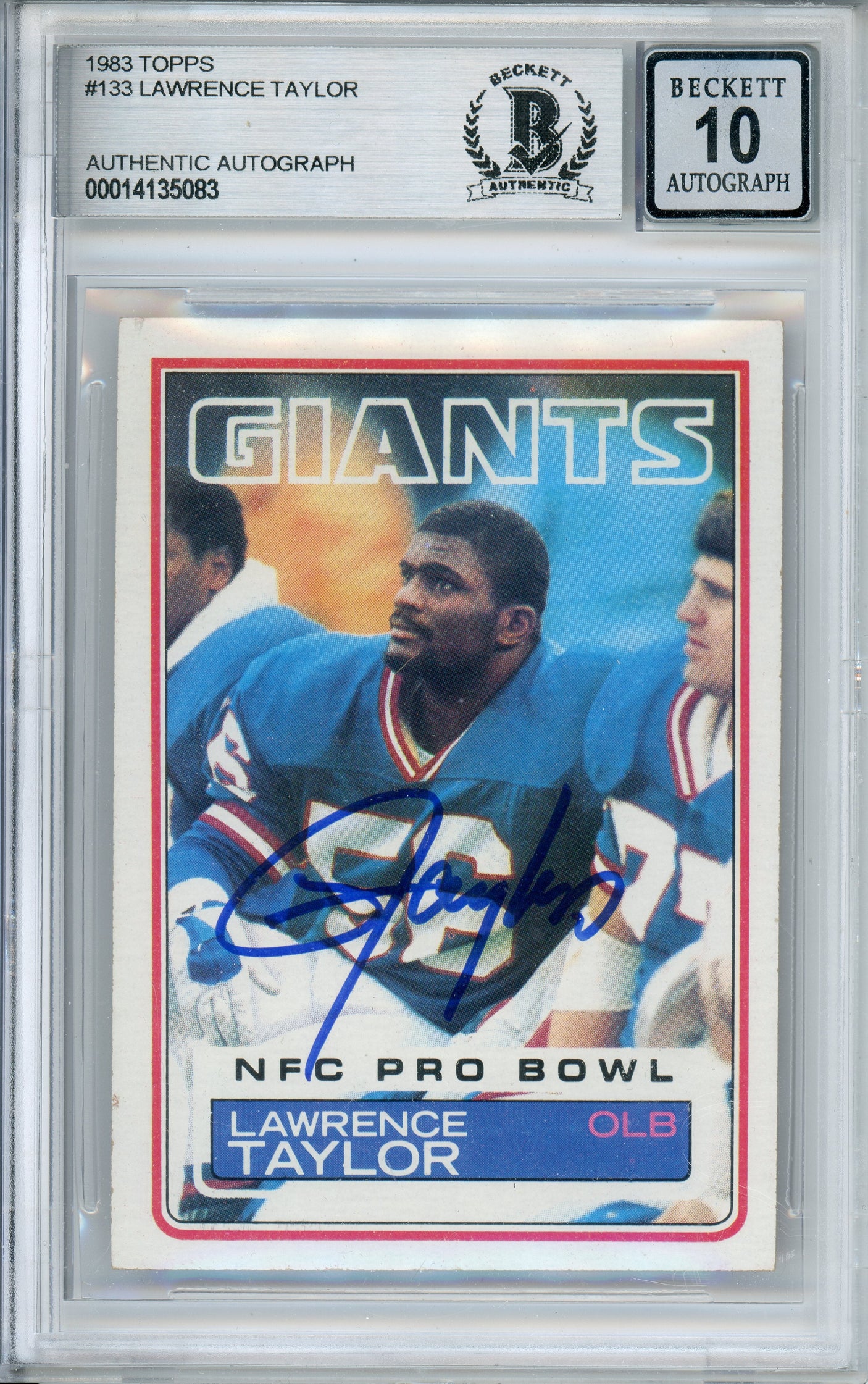 1983 Topps #133 Lawrence Taylor New York Giants BGS Autograph 10