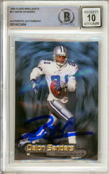 1998 Fleer Brilliants #51 Deion Sanders Atlanta Falcons BGS Autograph 10