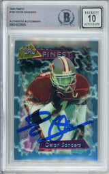1995 Topps Finest #100 Deion Sanders San Fransico 49ers BGS Autograph 10