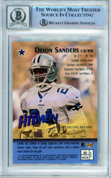 1997 Topps Finest Hitmen #90 Deion Sanders Dallas Cowboys BGS Autograph 10