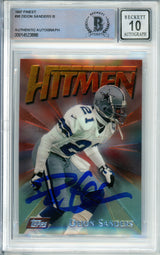 1997 Topps Finest Hitmen #90 Deion Sanders Dallas Cowboys BGS Autograph 10