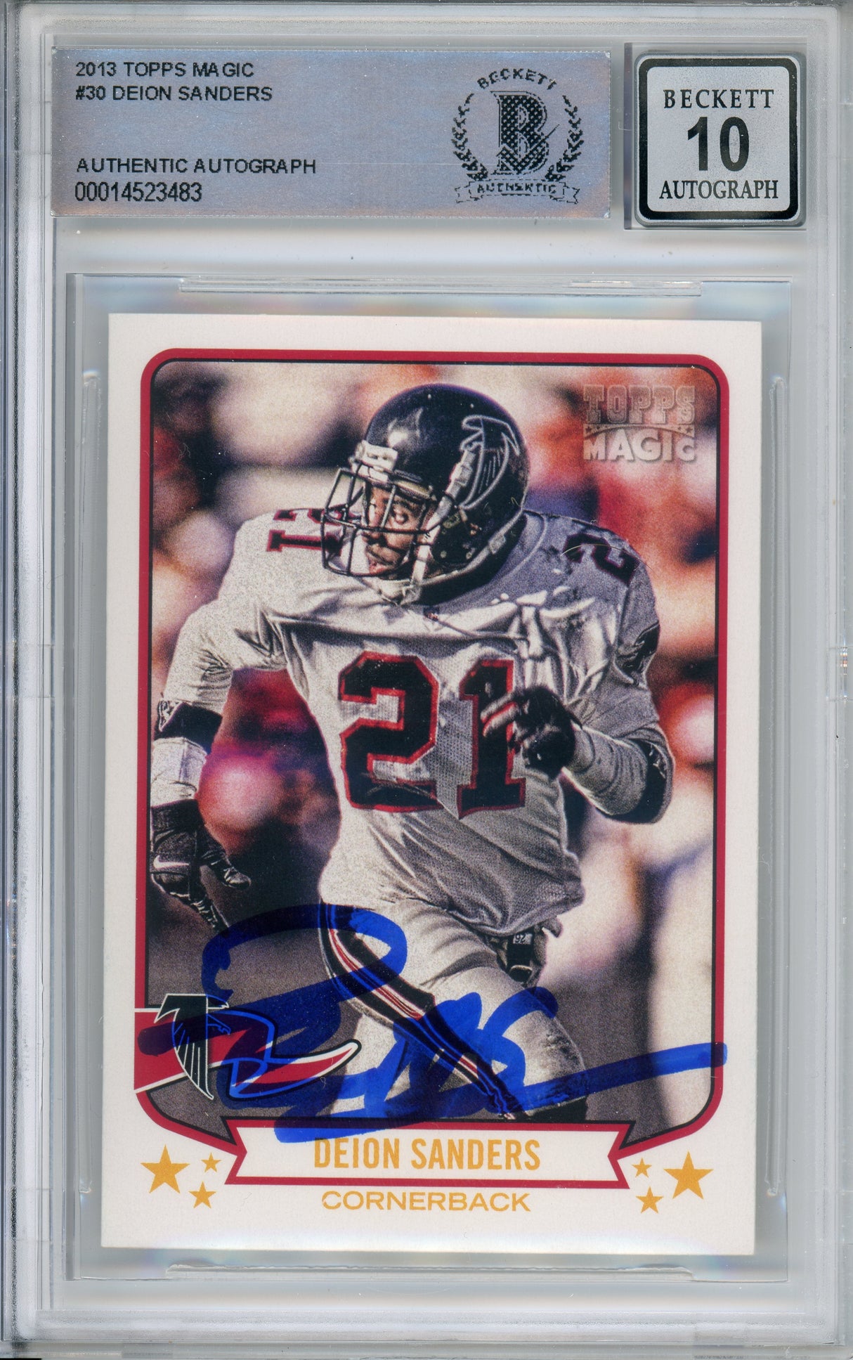2013 Topps Magic #30 Deion Sanders Atlanta Falcons BGS Autograph 10