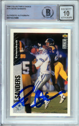 1996 Collector's Choice #175 Deion Sanders Dallas Cowboys BGS Autograph 10