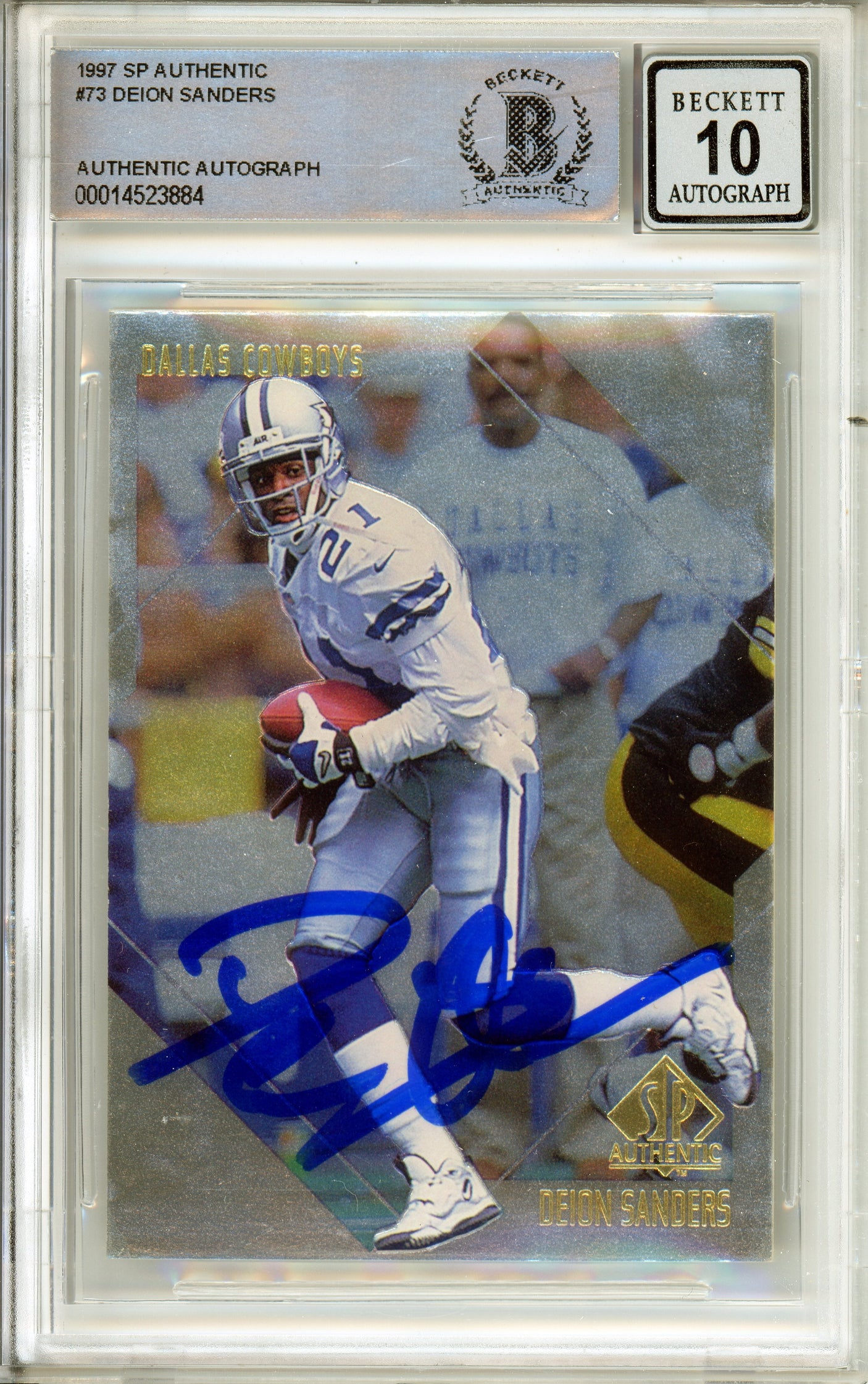 1997 Upper Deck SP Authentic #73 Deion Sanders Cowboys BGS Autograph 10