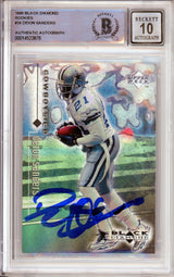 1998 Black Diamond Rookies #24 Deion Sanders Cowboys BGS Autograph 10