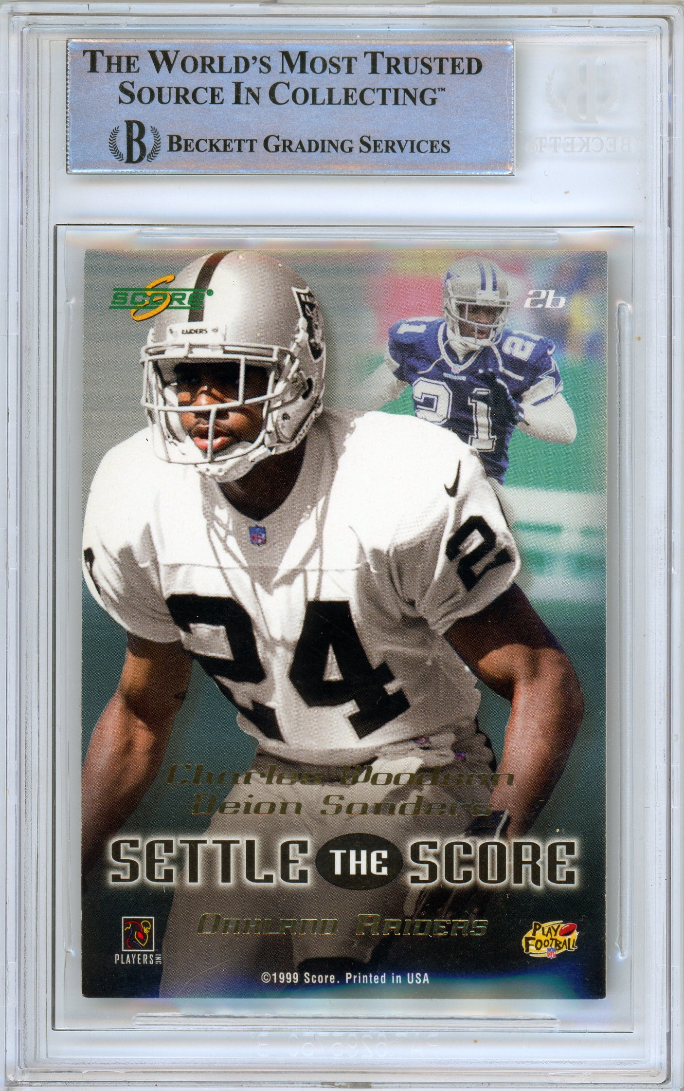 1999 Score Settle The Score #25 Deion Sanders Dallas Cowboys BGS Autograph 10