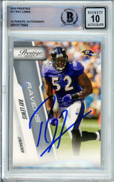 2010 Panini Prestige #17 Ray Lewis Baltimore Ravens BGS Autograph 10