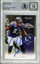 2012 Panini Prestige #13 Ray Lewis Baltimore Ravens BGS Autograph 10