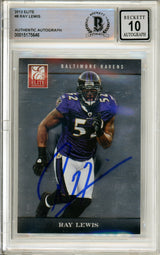 2012 Panini Elite #8 Ray Lewis Baltimore Ravens BGS Autograph 10
