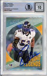 2017 Panini Prestige Living Legends #19 Ray Lewis Baltimore Ravens BGS Auto 10