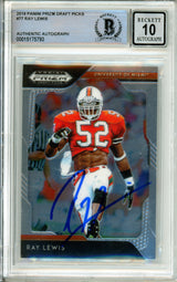 2019 Panini Prizm Draft Picks #77 Ray Lewis Miami Hurricanes BGS Autograph 10