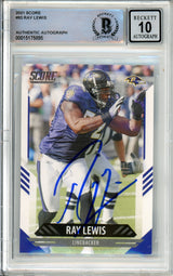 2021 Panini Score #93 Ray Lewis Baltimore Ravens BGS Autograph 10