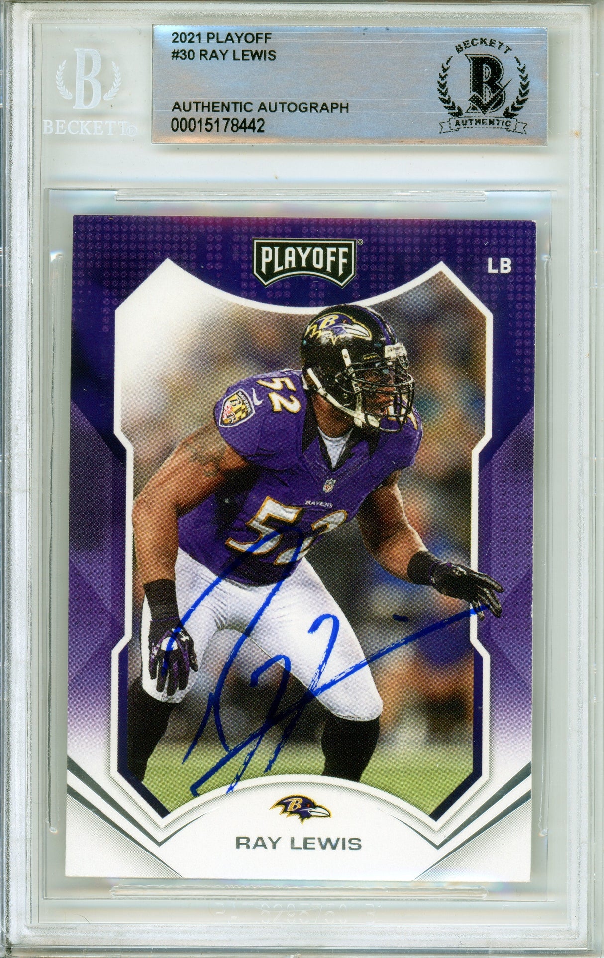 2021 Panini Playoff #30 Ray Lewis Baltimore Ravens BGS Autograph 10