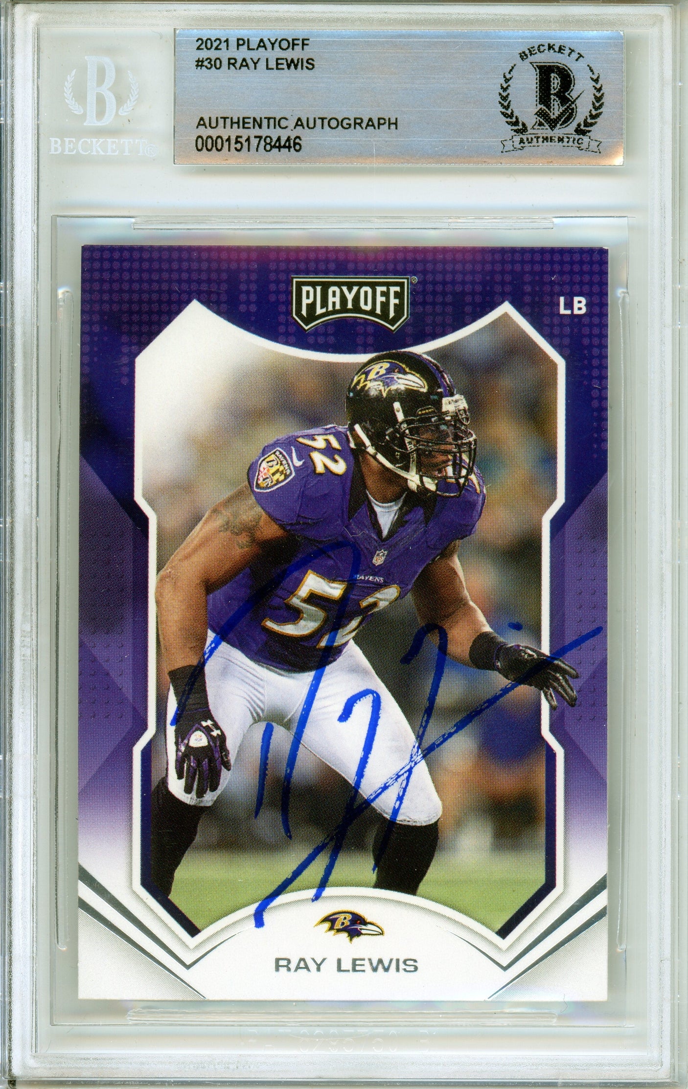 2021 Panini Playoff #30 Ray Lewis Baltimore Ravens BGS Autograph 10